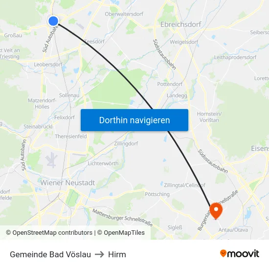 Gemeinde Bad Vöslau to Hirm map