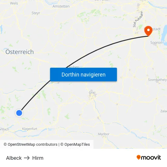 Albeck to Hirm map