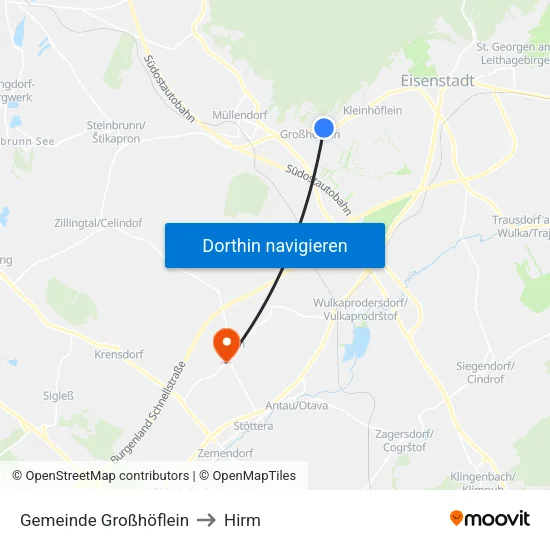 Gemeinde Großhöflein to Hirm map