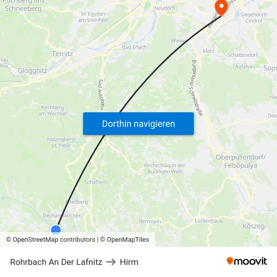 Rohrbach An Der Lafnitz to Hirm map