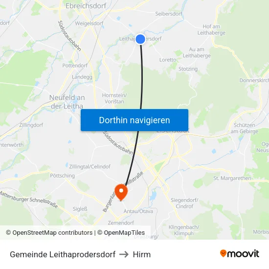 Gemeinde Leithaprodersdorf to Hirm map