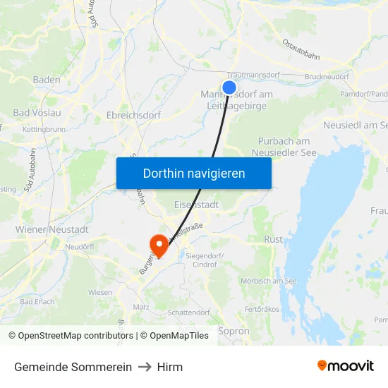 Gemeinde Sommerein to Hirm map