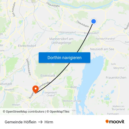 Gemeinde Höflein to Hirm map