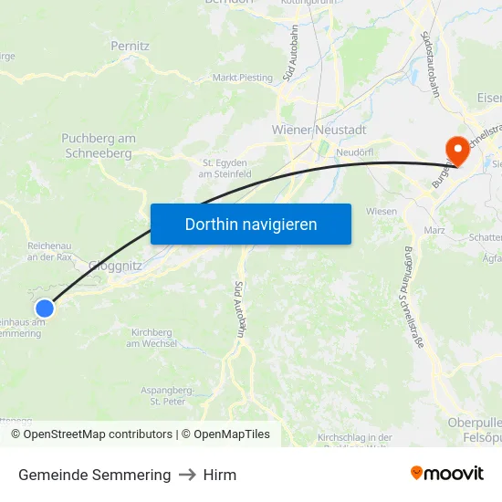 Gemeinde Semmering to Hirm map