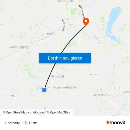 Hartberg to Hirm map
