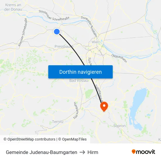 Gemeinde Judenau-Baumgarten to Hirm map