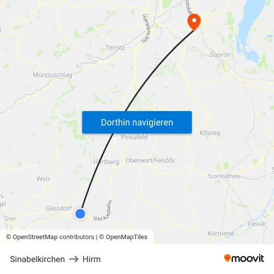 Sinabelkirchen to Hirm map