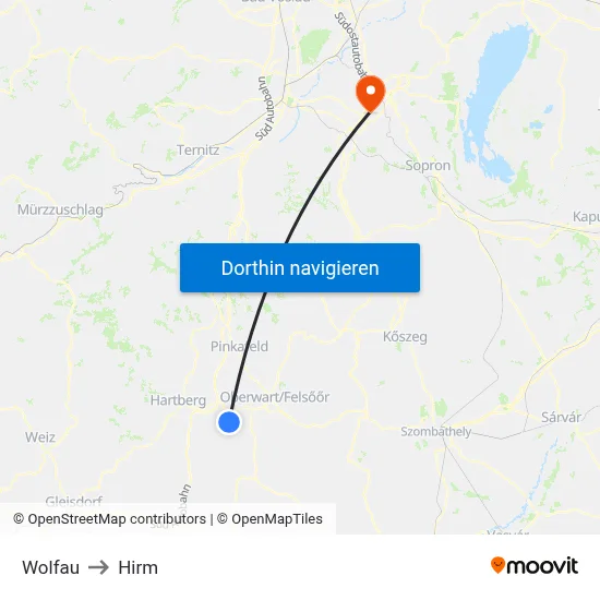 Wolfau to Hirm map