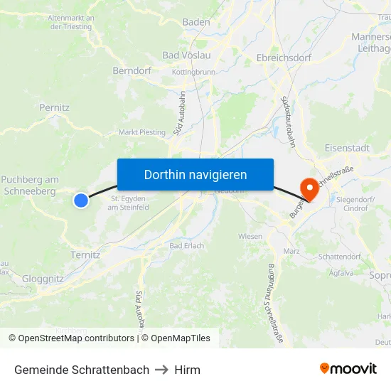 Gemeinde Schrattenbach to Hirm map