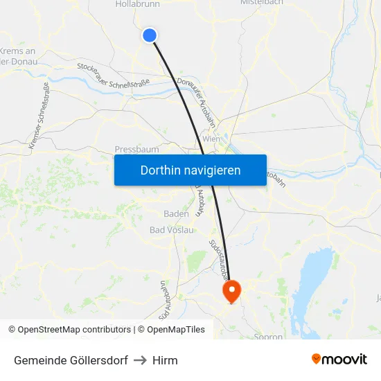 Gemeinde Göllersdorf to Hirm map