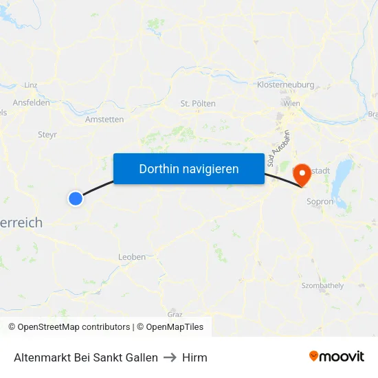 Altenmarkt Bei Sankt Gallen to Hirm map