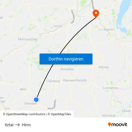 Ilztal to Hirm map