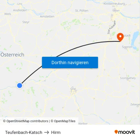 Teufenbach-Katsch to Hirm map