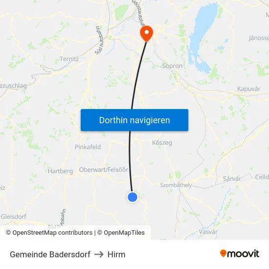 Gemeinde Badersdorf to Hirm map