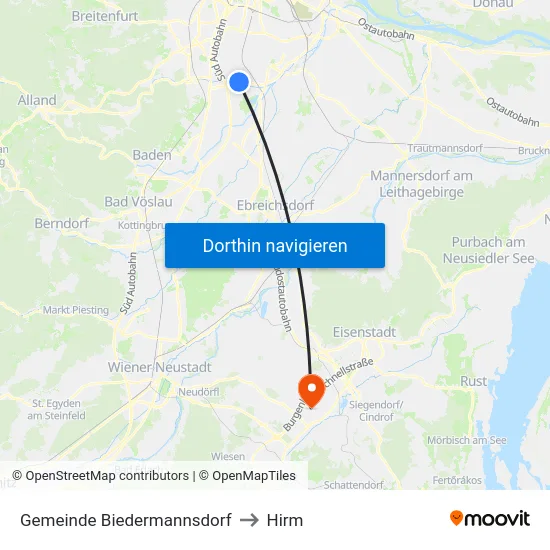 Gemeinde Biedermannsdorf to Hirm map