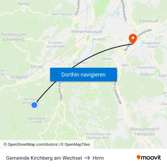Gemeinde Kirchberg am Wechsel to Hirm map