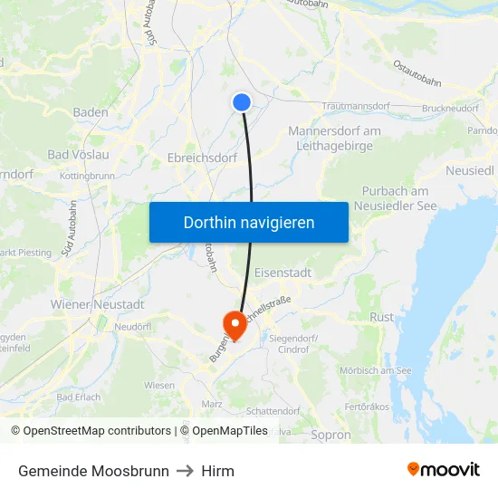 Gemeinde Moosbrunn to Hirm map