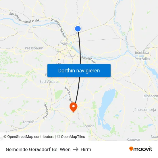 Gemeinde Gerasdorf Bei Wien to Hirm map