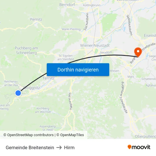 Gemeinde Breitenstein to Hirm map