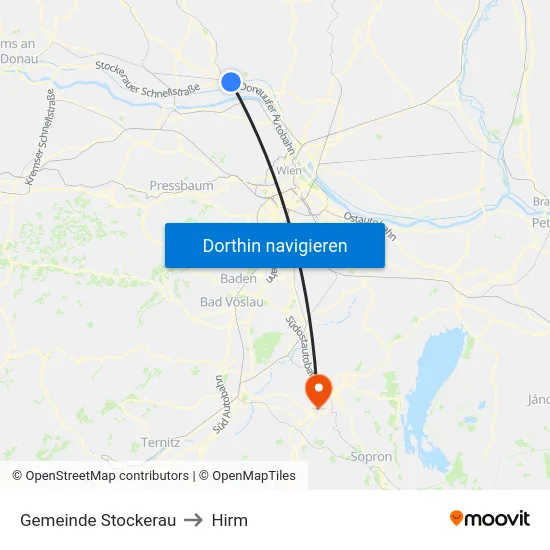 Gemeinde Stockerau to Hirm map