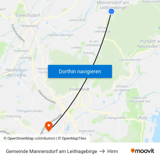 Gemeinde Mannersdorf am Leithagebirge to Hirm map