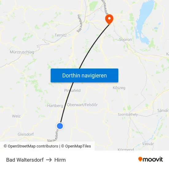 Bad Waltersdorf to Hirm map
