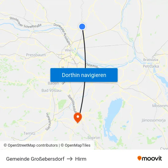 Gemeinde Großebersdorf to Hirm map