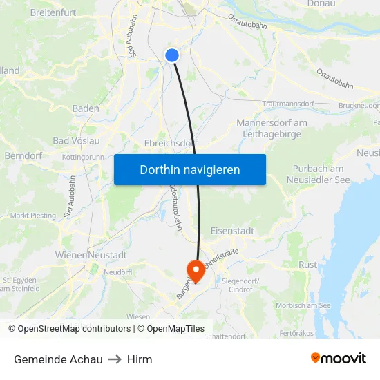 Gemeinde Achau to Hirm map