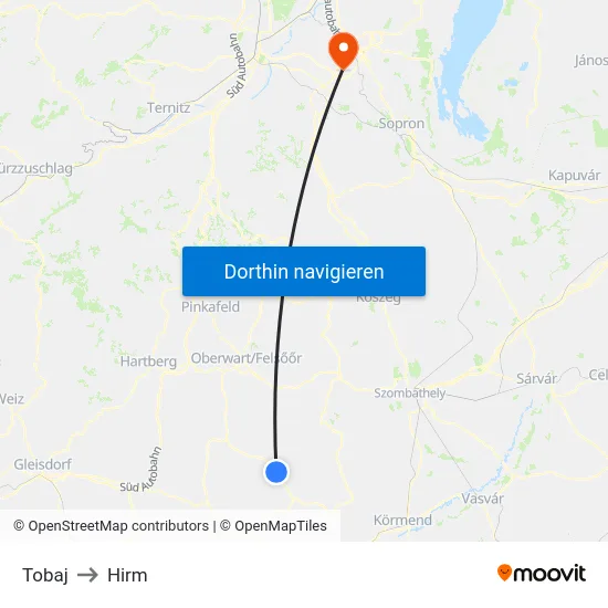 Tobaj to Hirm map