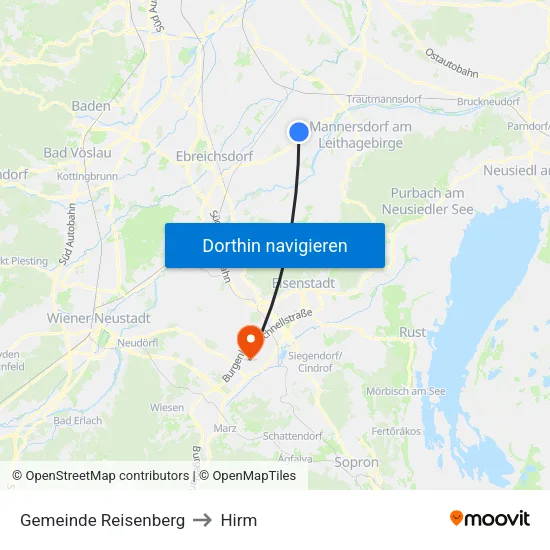 Gemeinde Reisenberg to Hirm map