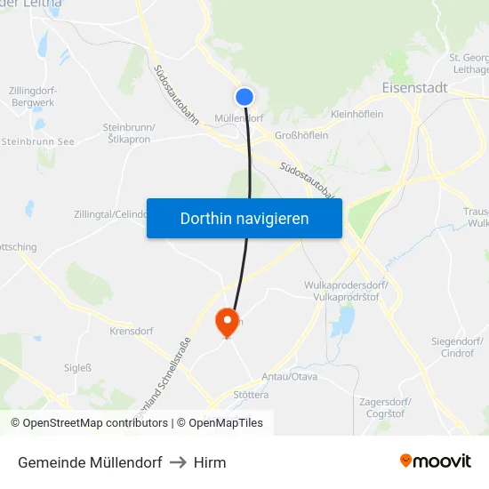 Gemeinde Müllendorf to Hirm map