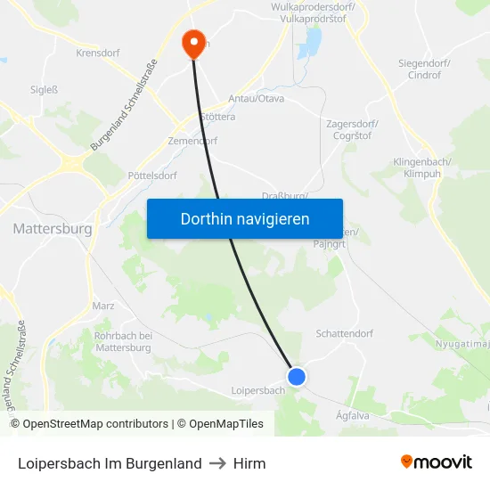 Loipersbach Im Burgenland to Hirm map