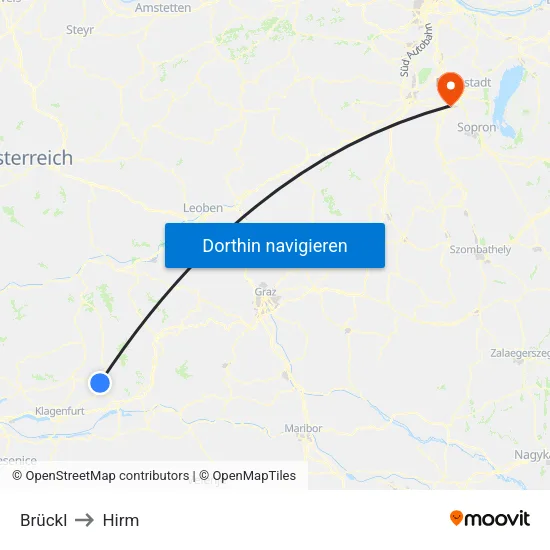 Brückl to Hirm map