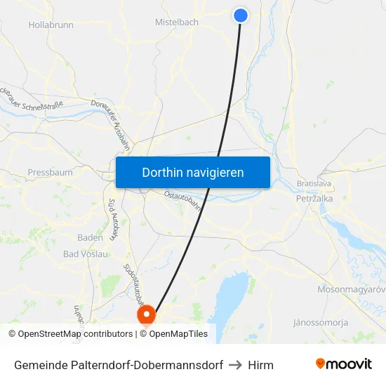 Gemeinde Palterndorf-Dobermannsdorf to Hirm map