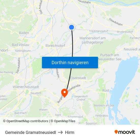 Gemeinde Gramatneusiedl to Hirm map