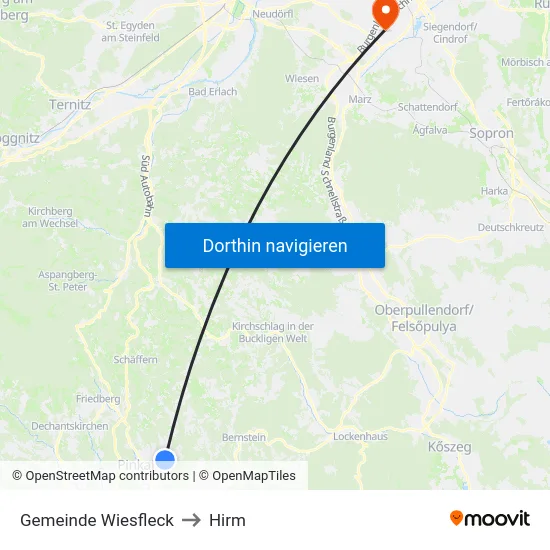 Gemeinde Wiesfleck to Hirm map