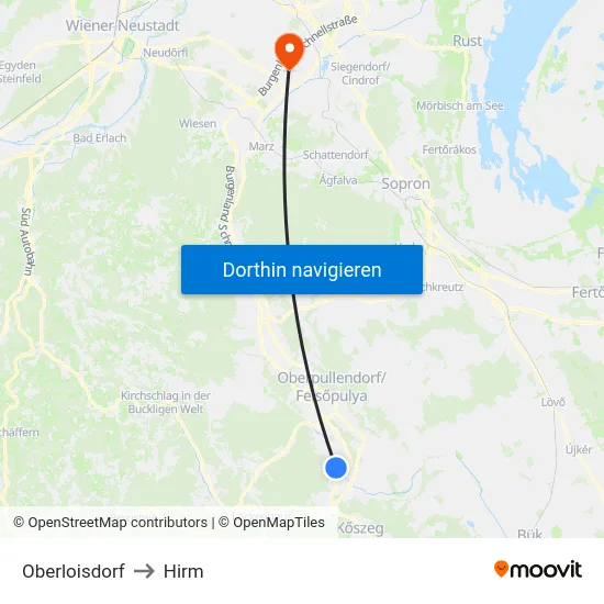Oberloisdorf to Hirm map