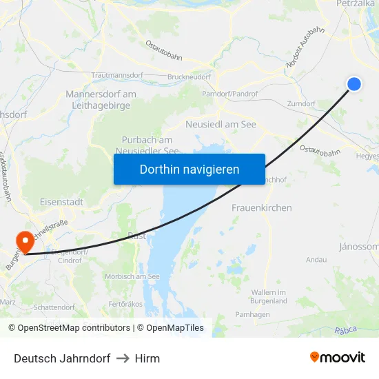 Deutsch Jahrndorf to Hirm map