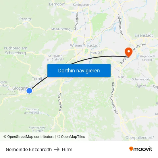 Gemeinde Enzenreith to Hirm map