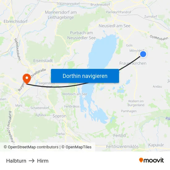 Halbturn to Hirm map