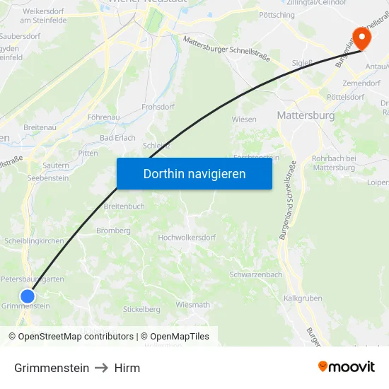 Grimmenstein to Hirm map