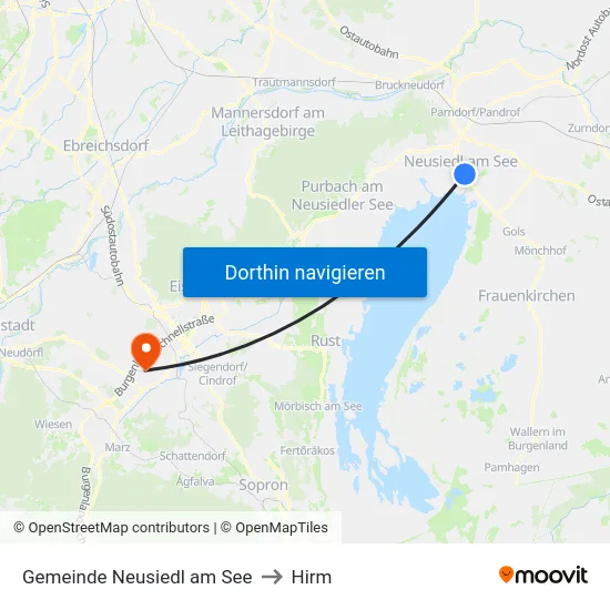 Gemeinde Neusiedl am See to Hirm map