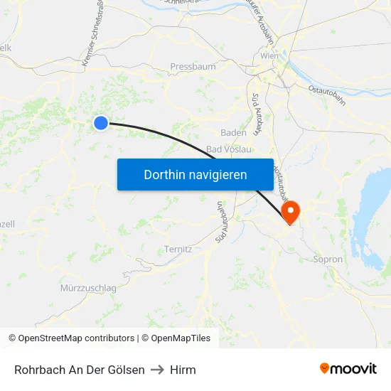 Rohrbach An Der Gölsen to Hirm map