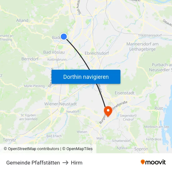 Gemeinde Pfaffstätten to Hirm map
