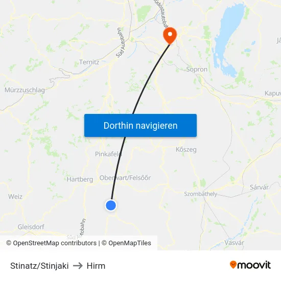 Stinatz/Stinjaki to Hirm map