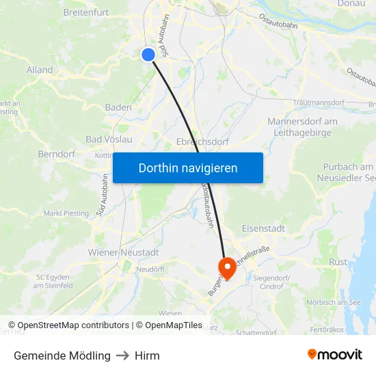 Gemeinde Mödling to Hirm map