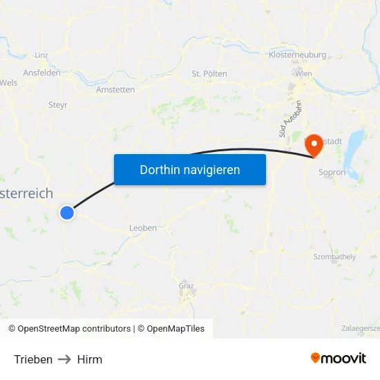 Trieben to Hirm map