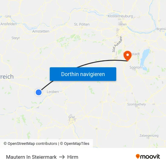 Mautern In Steiermark to Hirm map