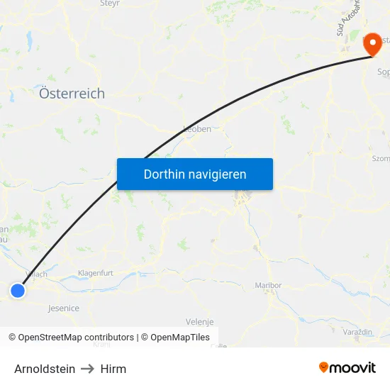 Arnoldstein to Hirm map