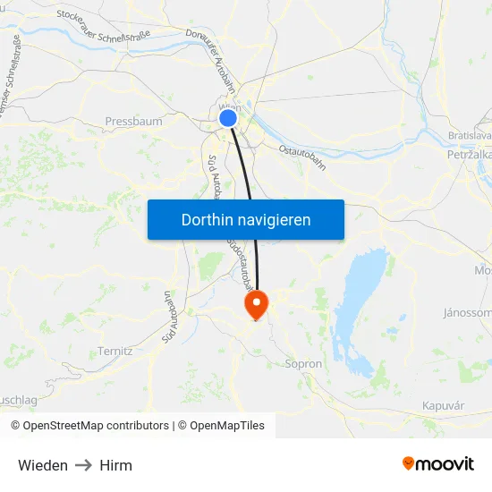 Wieden to Hirm map